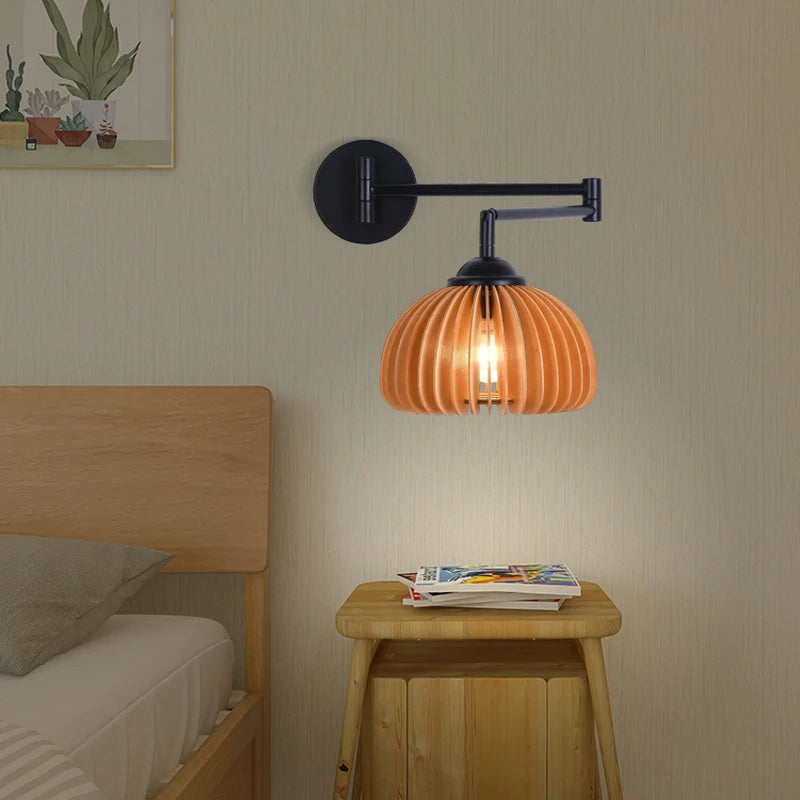 applique murale rotative en bois avec bras pivotant réglable - vue 3 sur 18