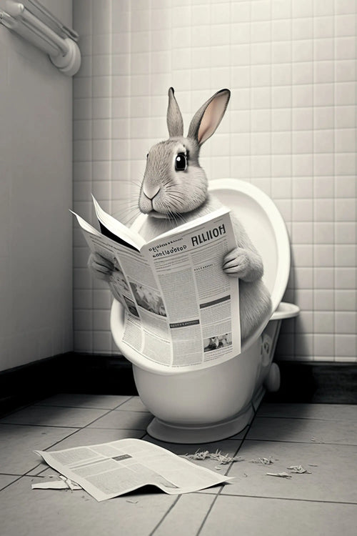 décoration murale humoristique animaux assis sur toilettes