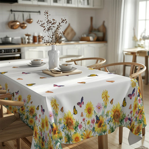 Chemin de table tournesols papillons style champetre lavable