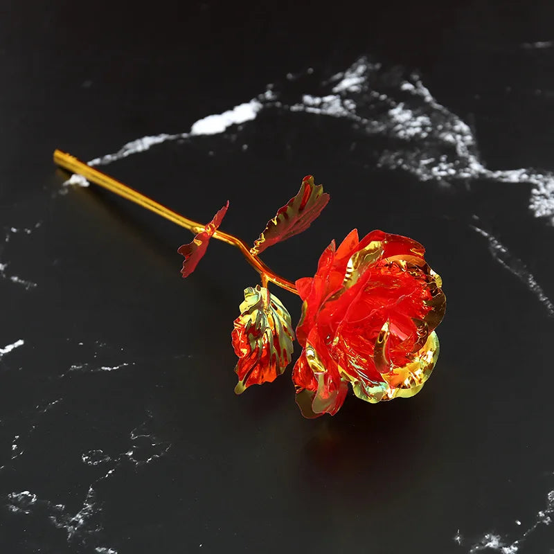 fleur de rose artificielle en métal doré décorative à offrir - vue 15 sur 19