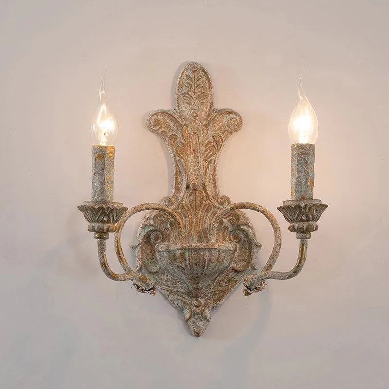 applique murale double tête en fer antique rétro américain