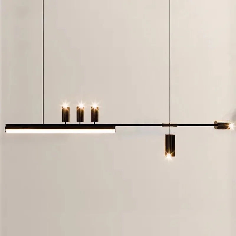 suspension led style nordique longue pour table cuisine bar - vue 3 sur 8