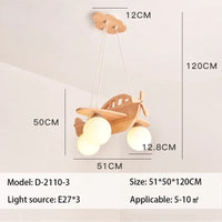 Moderne LED enfants lustres en bois à la main avion suspendus lampes suspendues chambre garçons filles chambre décor lampes à suspension