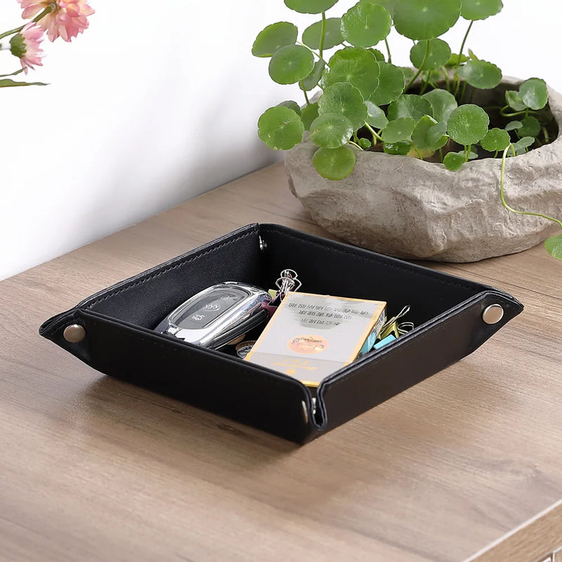 plateau de rangement en similicuir avec 5 compartiments pratiques