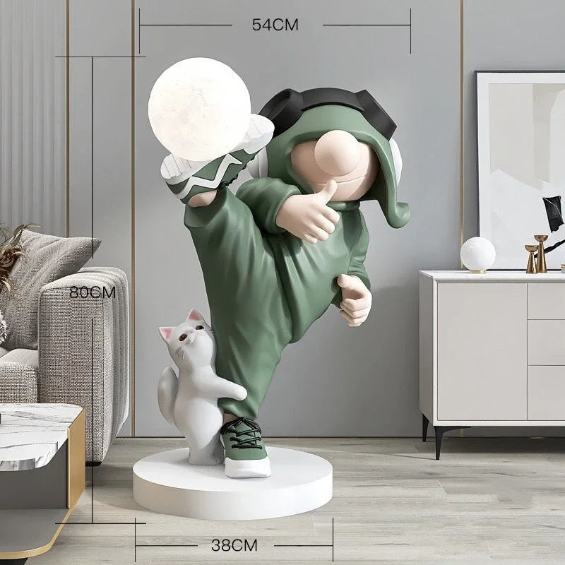 lampe de bureau astronaute sculpture moderne en résine décorative artisanale - vue 4 sur 8