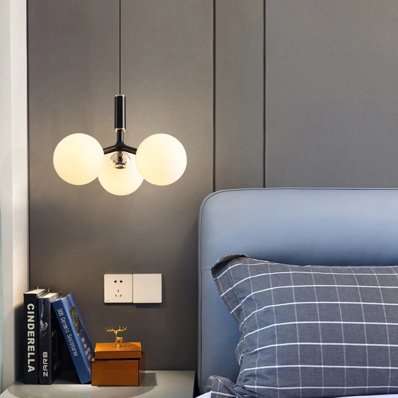 lustre nordique minimaliste magic bean 9 en verre led suspension
