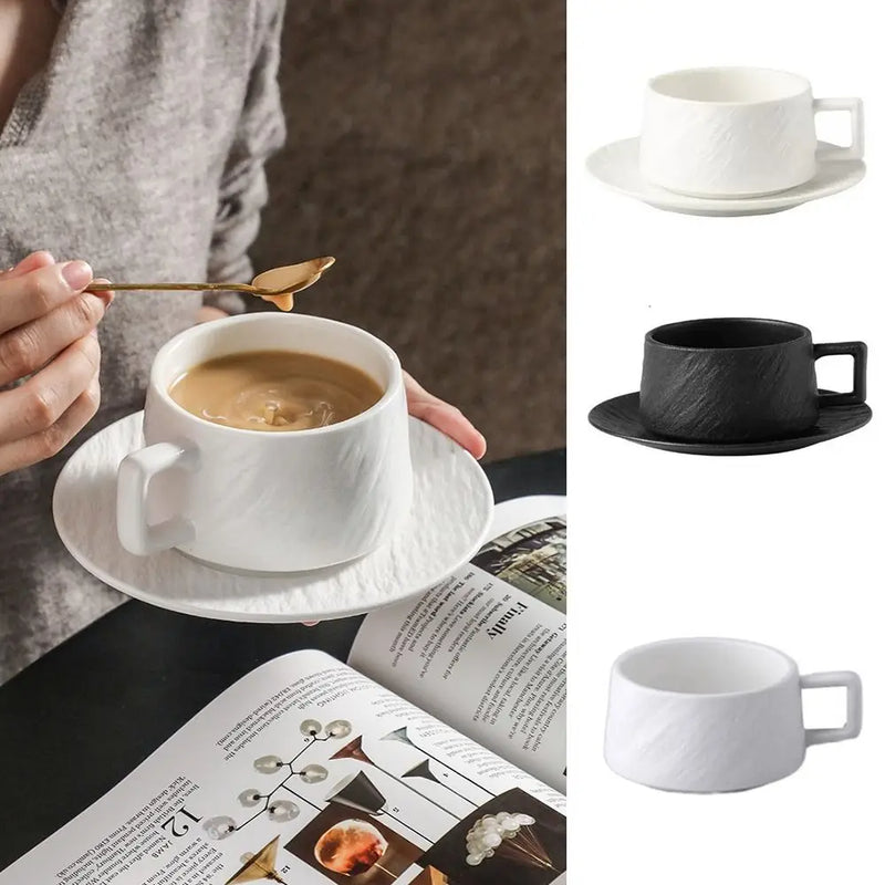 Ensemble tasse assiette ceramique style sable ergonomique