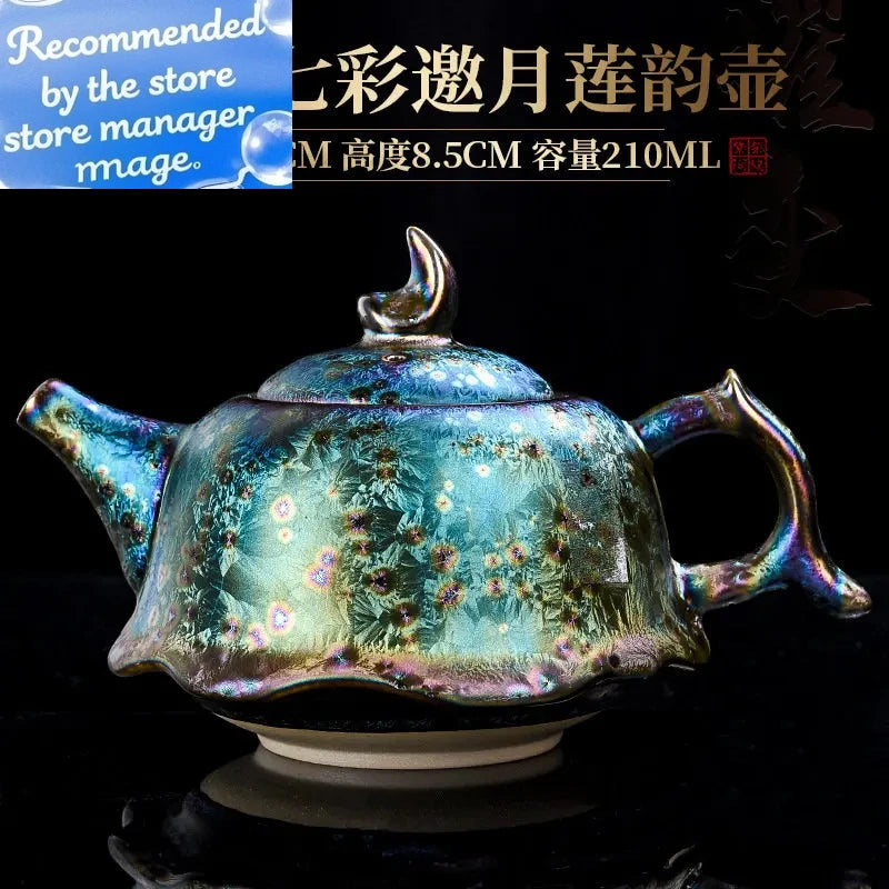 Théière jianzhan tianmu céramique émaillée motif artisanal bureau - vue 2 sur 6