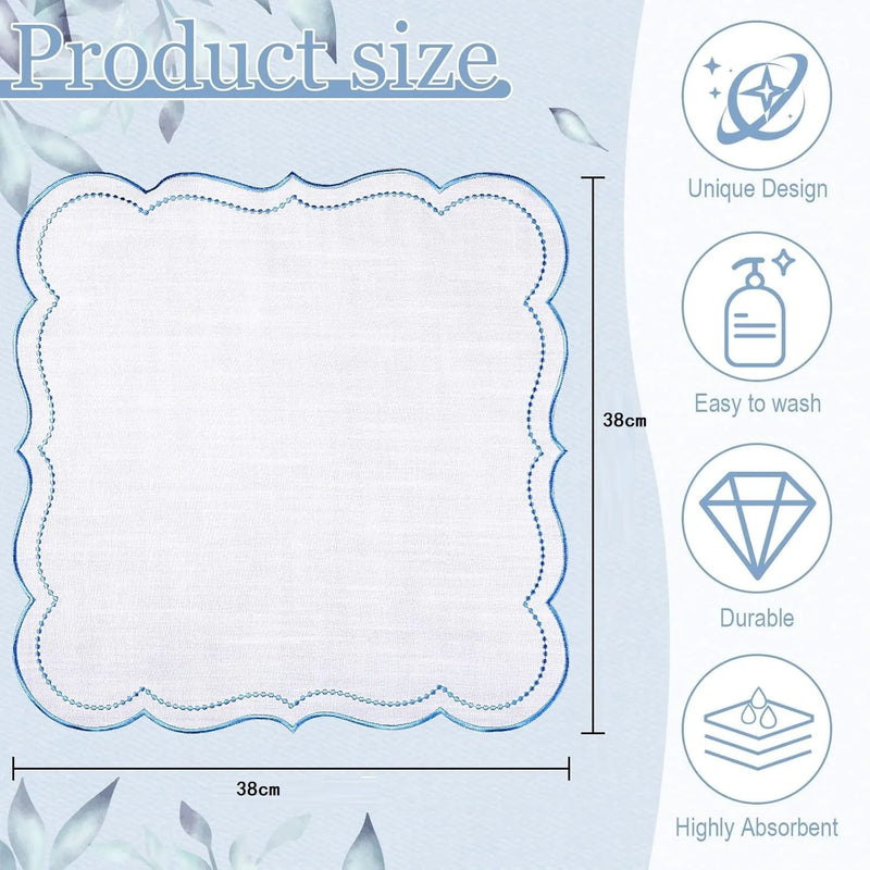 Serviette de table coton brodé motif fleurs lot