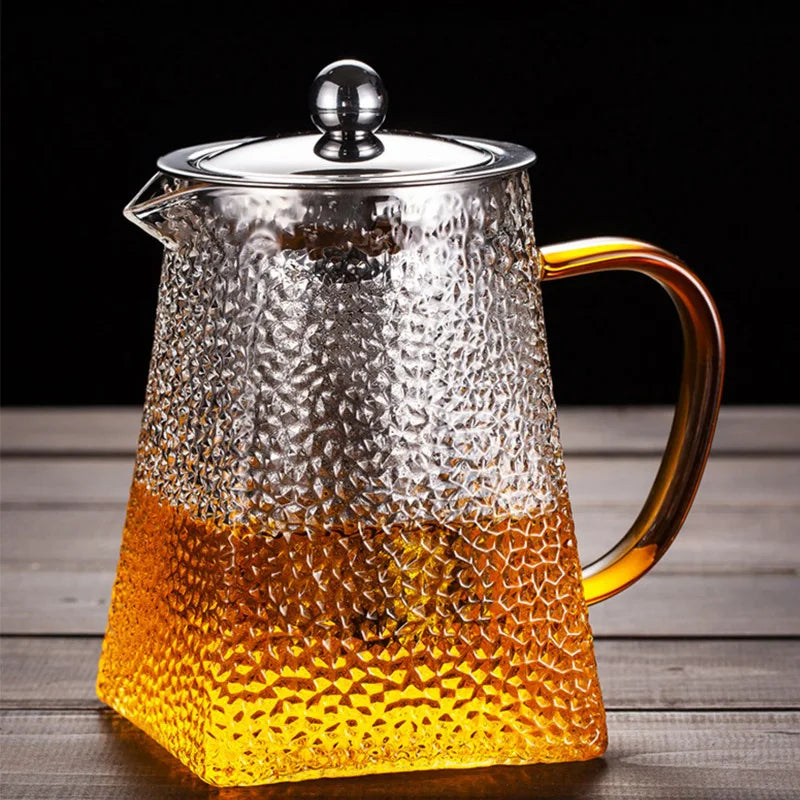 Théiere verre martelé filtre inox resistante chaleur