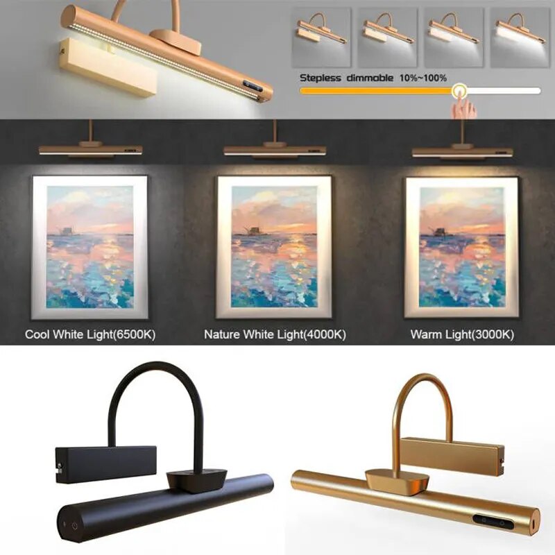 Applique murale Led USB au design moderne doré - vue 3 sur 11