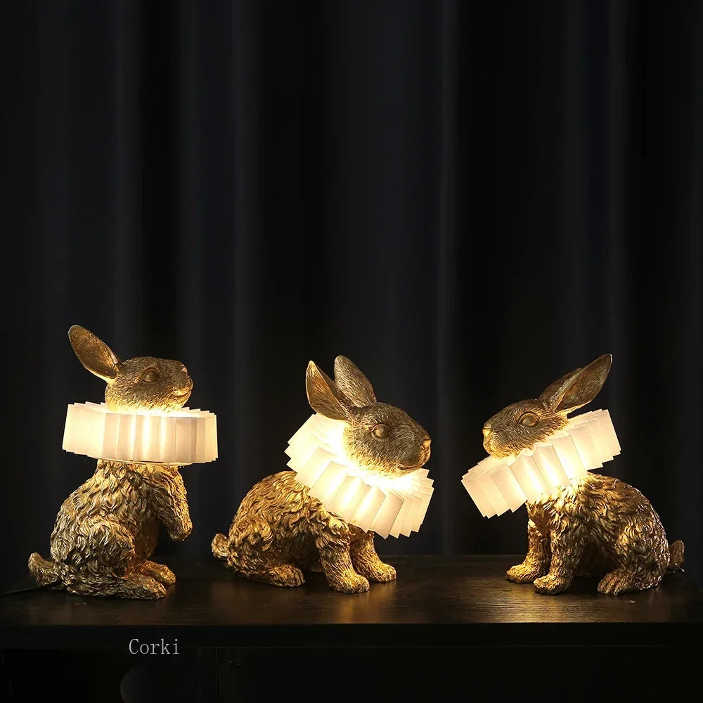 lampe de chevet lapin en résine style nordique décorative et moderne - vue 5 sur 15