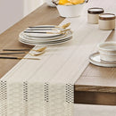 Chemin de table macrame boheme ivoire franges