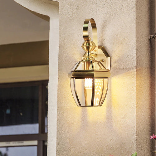 Applique extérieure Villa couloir or cuivre rétro luxe jardin extérieur mur jardin passerelle Simple balcon porte terrasse lampe
