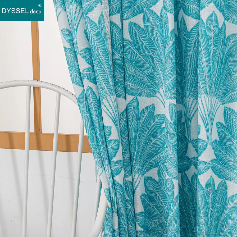 Rideau motif feuilles style moderne pour salon chambre - vue 7 sur 8