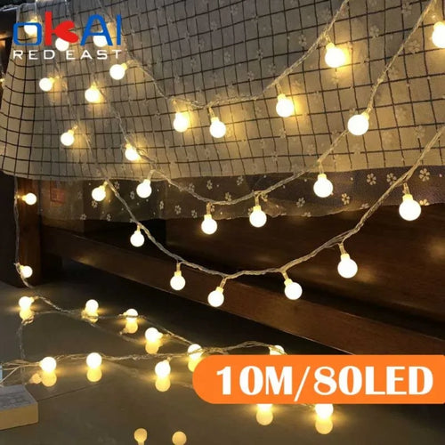 guirlande lumineuse led en forme de boule pour extérieur et décoration festive