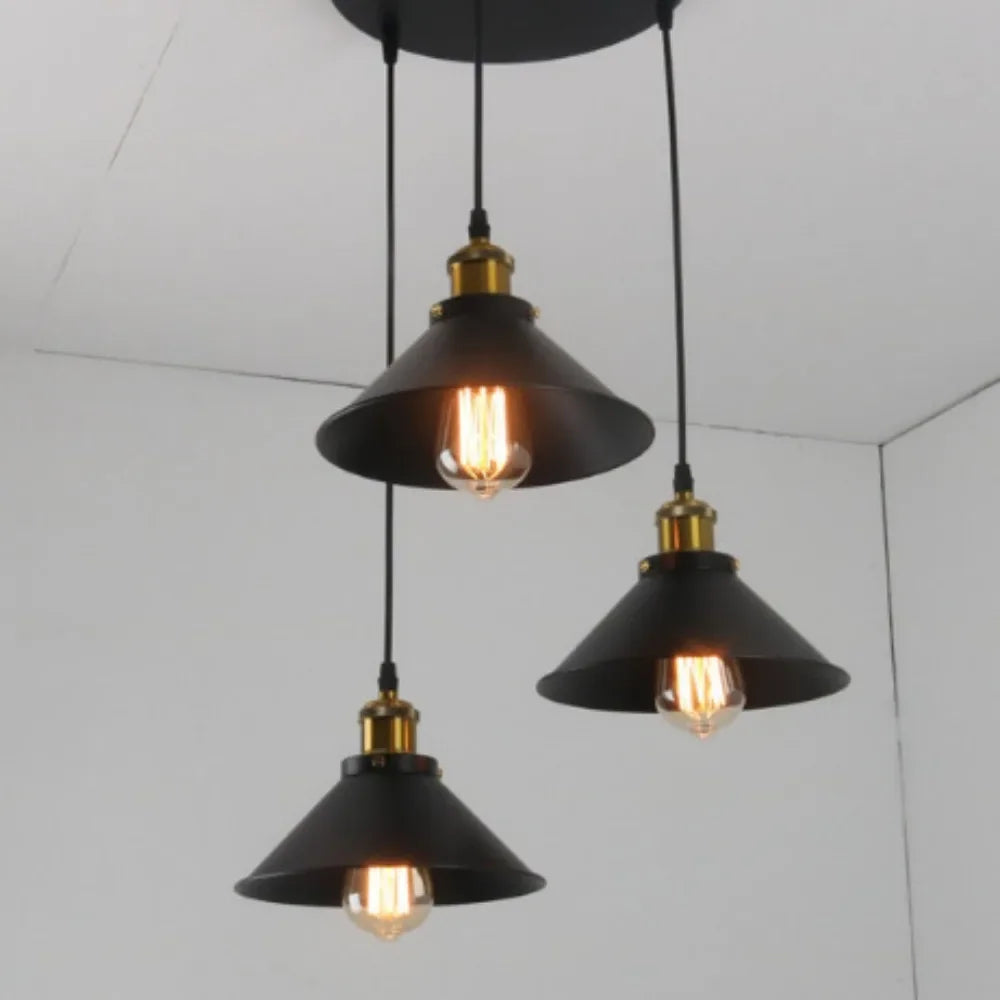 Suspension LED conique industrielle en métal - vue 6 sur 7