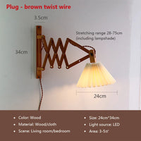 Sax applique moderne télescopique led lampe en bois salon japonais bras long créatif chambre chevet décoration maison lumière