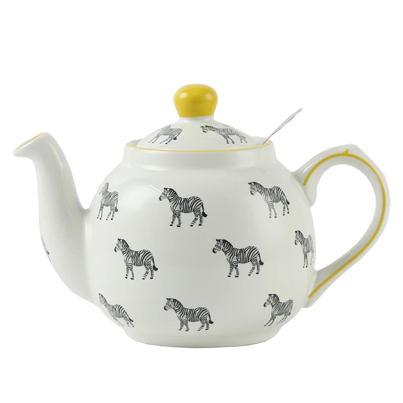 Theiere ceramique motif zebre avec infuseur inox - vue 2 sur 5