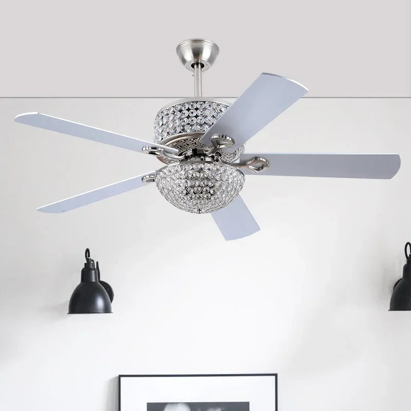 ventilateur de plafond en cristal avec télécommande et lumières - vue 6 sur 9