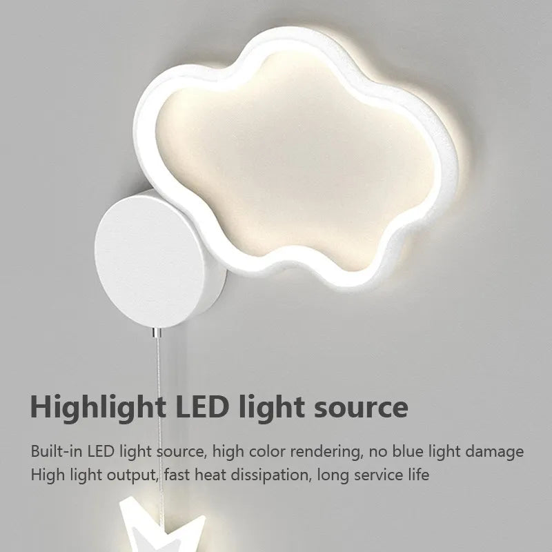 Applique murale LED modernes fer acrylique nuage étoile lune chambre d'enfants décor appliques pour chambre allée étude salon maison Lustre - vue 7 sur 18