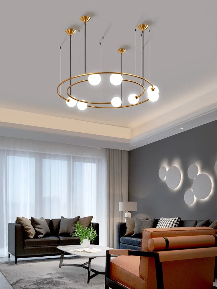 lustre moderne créatif orbite planète en verre led décoration café - vue 4 sur 8