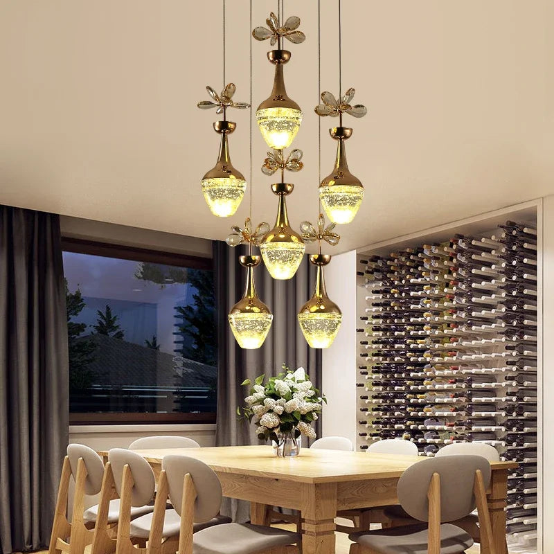 lustre de luxe en cristal avec led créatif minimaliste