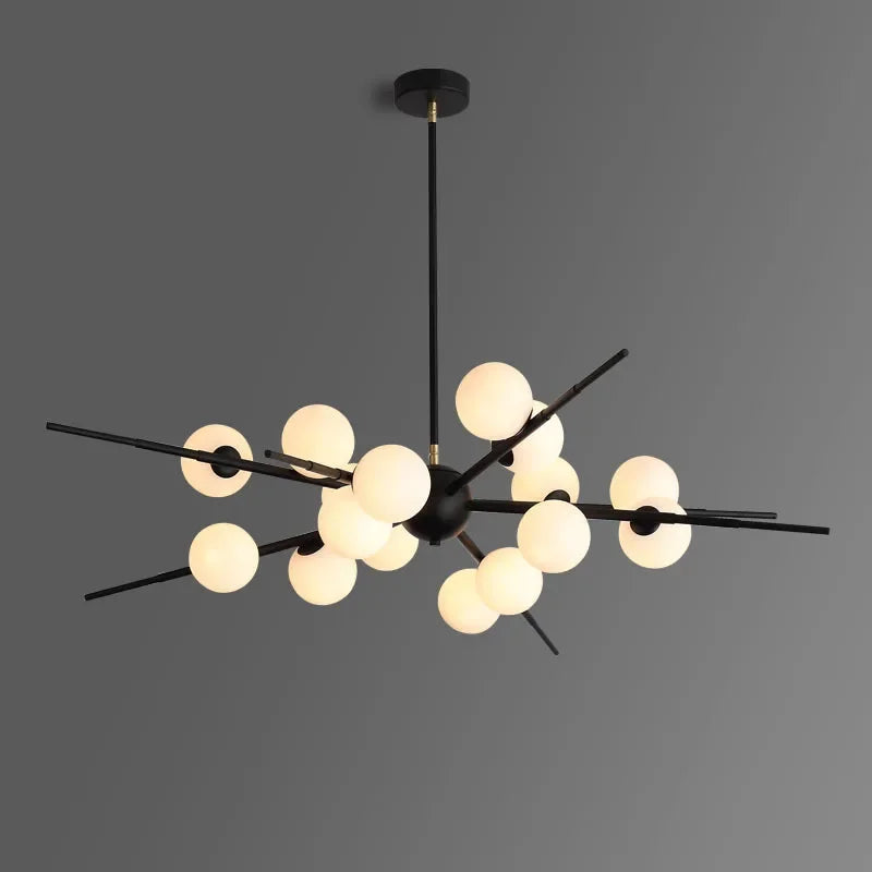 lustre moderne led en verre boule pour décoration maison - vue 2 sur 9