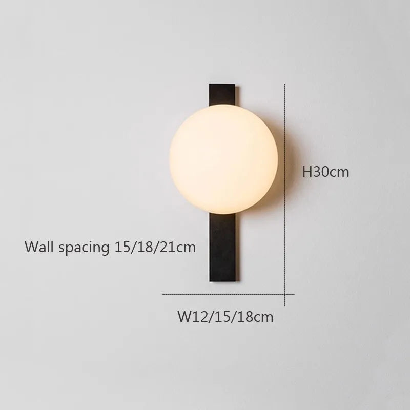 Applique murale en verre moderne noire longue orbe lumière pour salon escaliers chambre salle d'étude balcon couloir restaurant luminaires - vue 7 sur 9