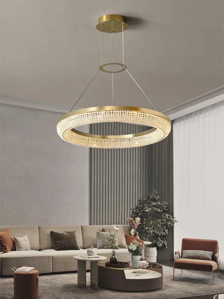 lustre de luxe led rond design moderne 	 pour intérieur