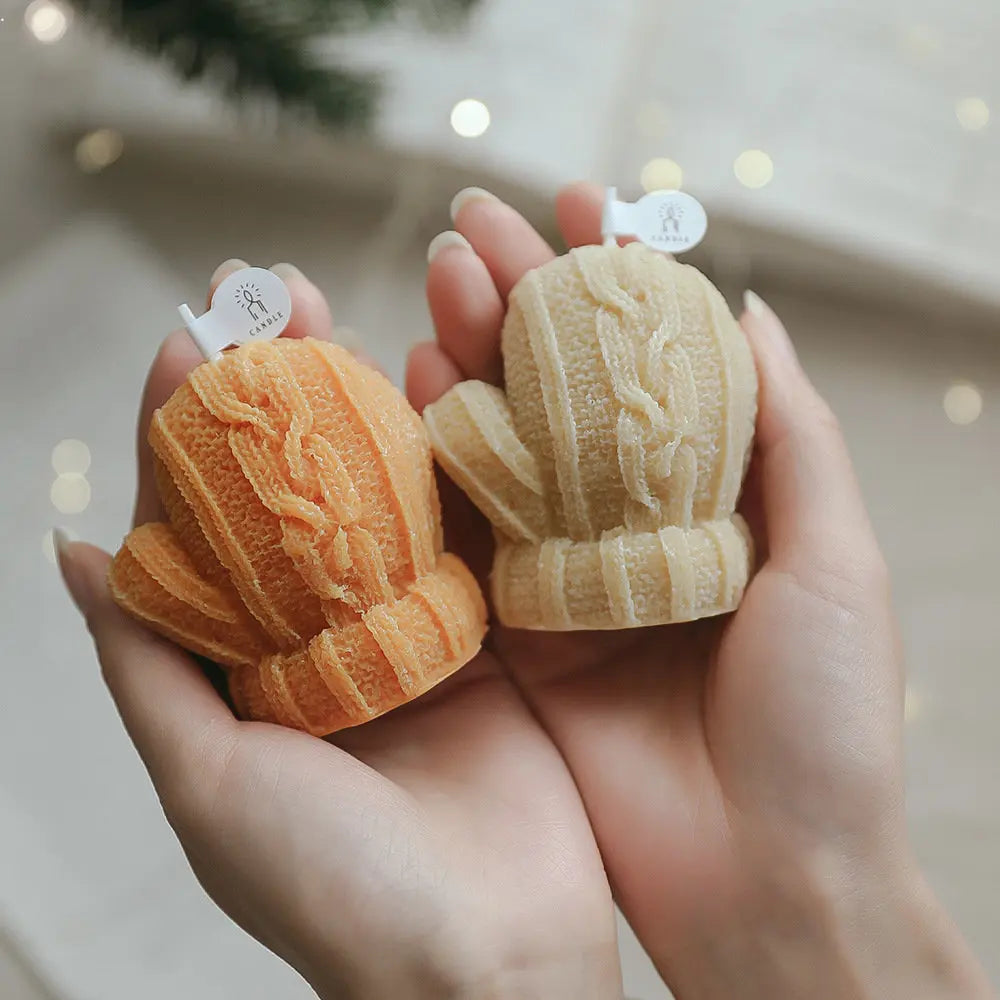 bougie parfumée mignonne en forme de gants faits main décoration de fête - vue 4 sur 10