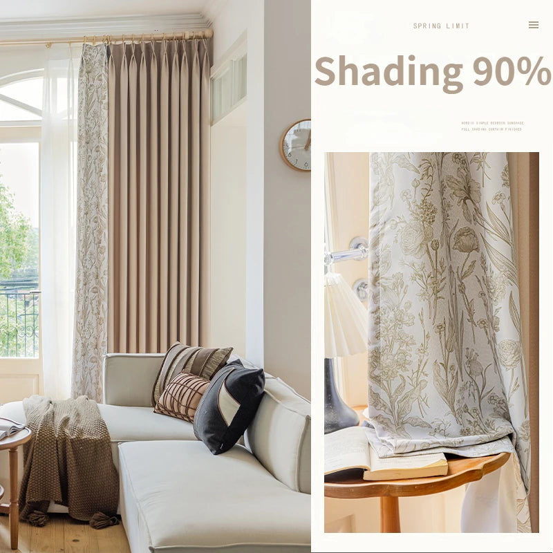 Rideau occultant style campagne française motif floral salon