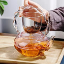 Théière verre borosilicate poignée articulée fonction papillon