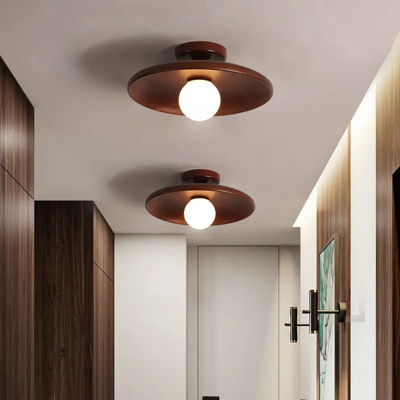 Plafonnier en bois Led nordique pour salon plafonnier en bois pour chambre à coucher salle à manger couloir balcon luminaire G9 - vue 5 sur 8