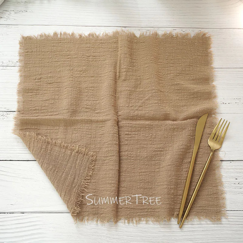 Serviette de table gaze coton lot de 12 - vue 4 sur 7