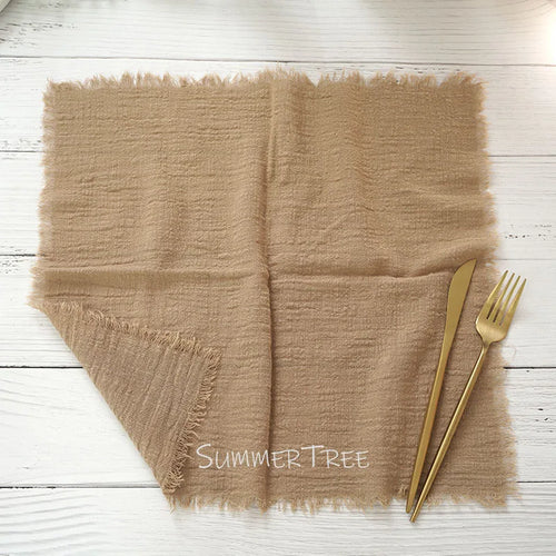 Serviette de table gaze coton rustique lot 12