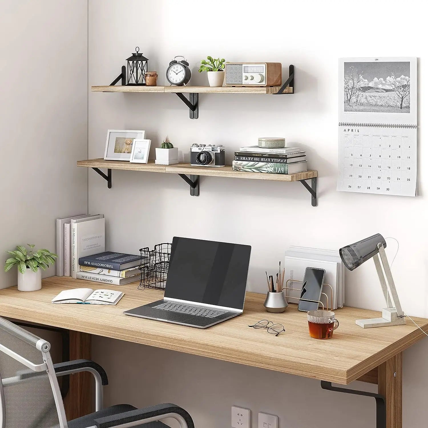 étagère flottante murale en bois design moderne pour rangement et livres - vue 3 sur 10
