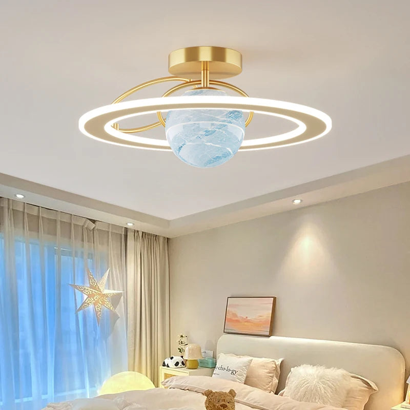 Plafond moderne à LEDs lumières salon chambre Simple personnalité en fer forgé rond maison salle à manger étude lampes d'éclairage intérieur - vue 6 sur 14