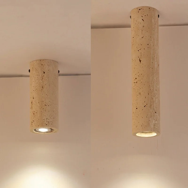 Spot Style Wabi-Sabi Style travertin jaune plafonnier cylindrique moderne minimaliste entrée allée lampe créative B &amp; B rétro lampes