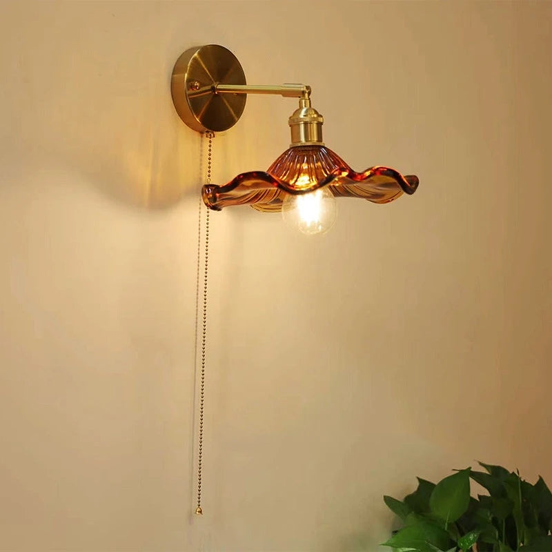 American Vintage Glass Wall Sconce Light Fixtures with E27 Led Lamp - vue 2 sur 7