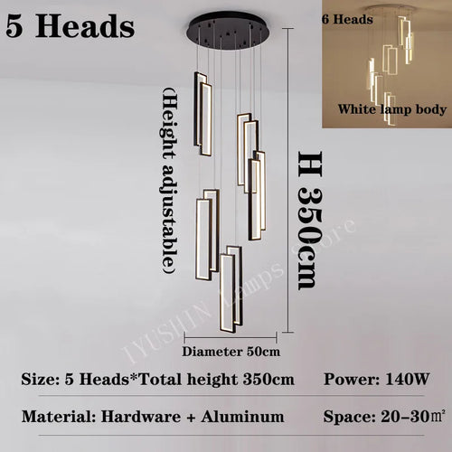 lustre moderne à led pour décoration créative en duplex