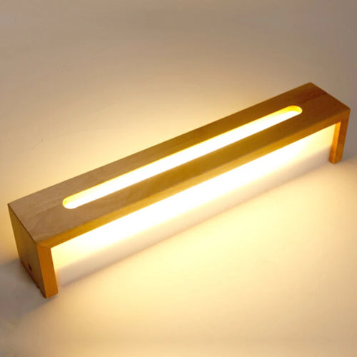 Applique murale LED en bois massif à longue bande de style nordique