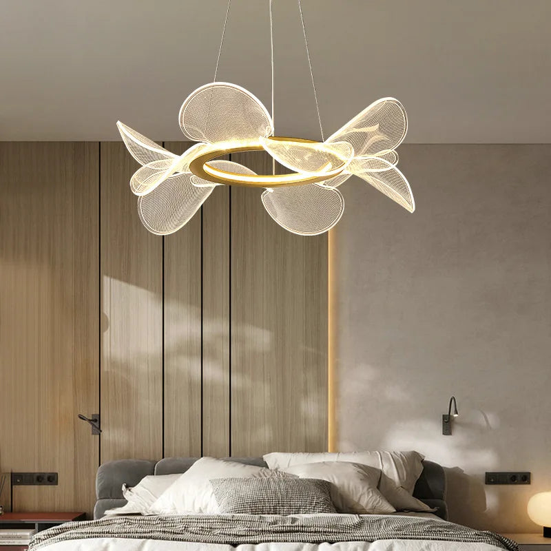 lustre led moderne en acrylique forme de fleur luxueux - vue 6 sur 10
