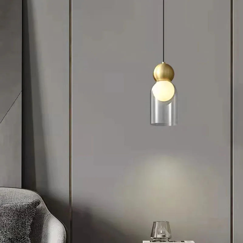 suspension moderne en verre transparent décorative et réglable - vue 5 sur 10