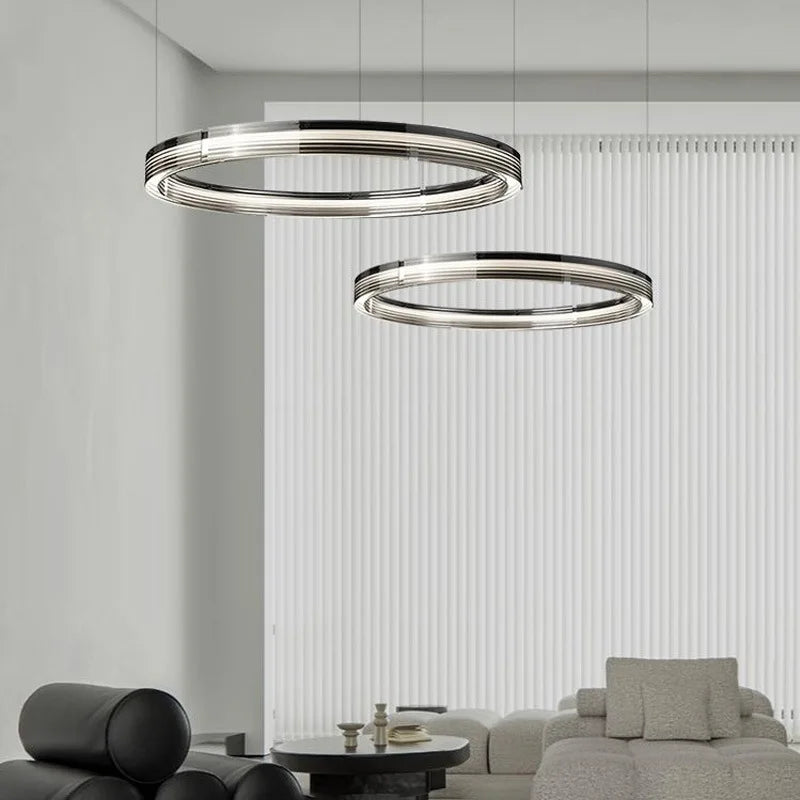 lustre moderne led circulaire design lampes suspendues décoratives - vue 6 sur 9