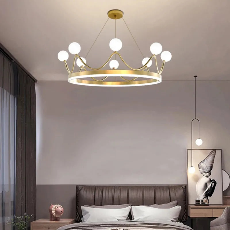 Luxe Couronne LED Lustre Lustre Éclairage Belle Anneau Enfants Chambre D'enfants Plafond Suspension Luminaires Suspendus - vue 6 sur 8
