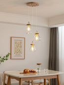 suspension abat-jour en verre transparent style art déco pour éclairage intérieur