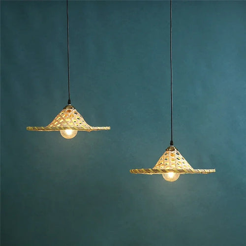 lustre d'art fait main en bambou naturel style chinois led