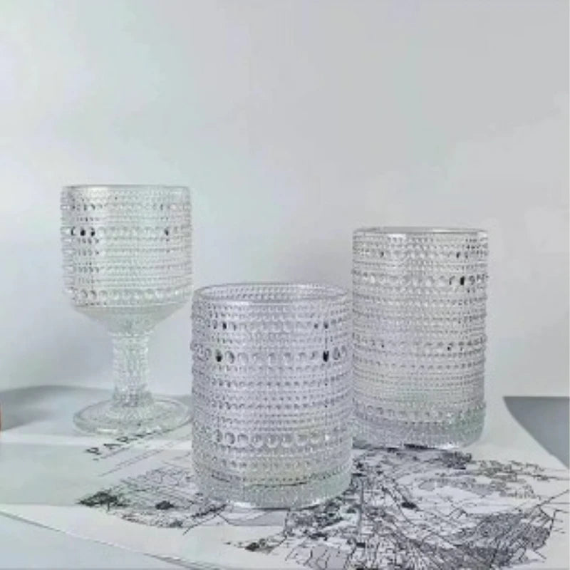 verres à vin rétro gaufrés pied haut multiusage - vue 6 sur 6