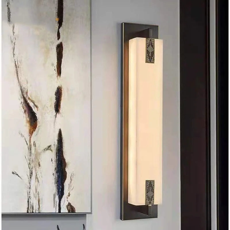 applique murale moderne en marbre chinois avec nœud et lumière led - vue 2 sur 11